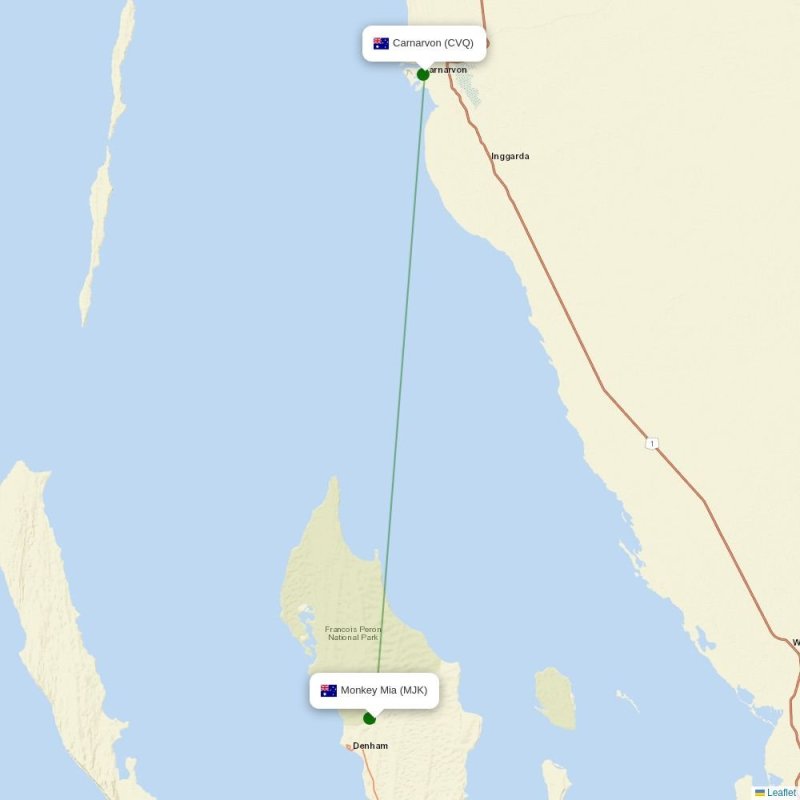 Route map over MJK airport