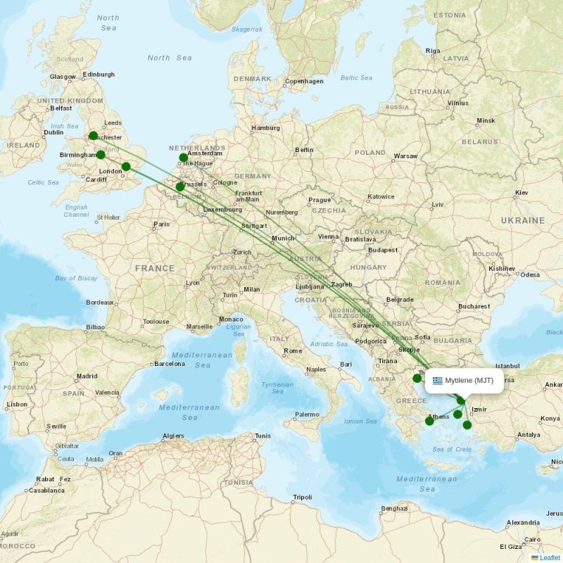 Route map over MJT airport