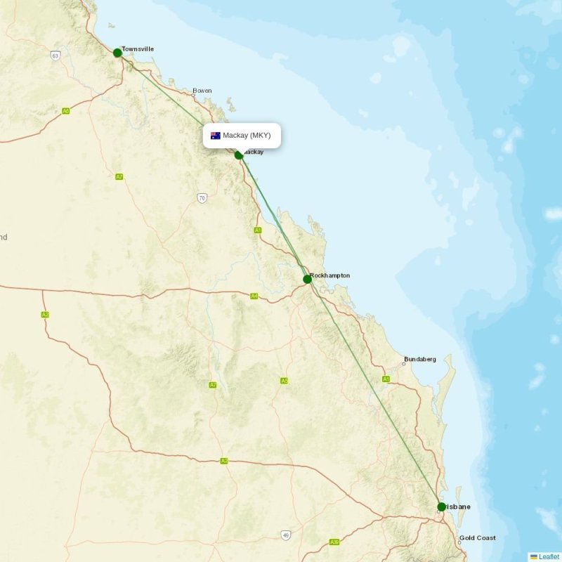 Route map over MKY airport