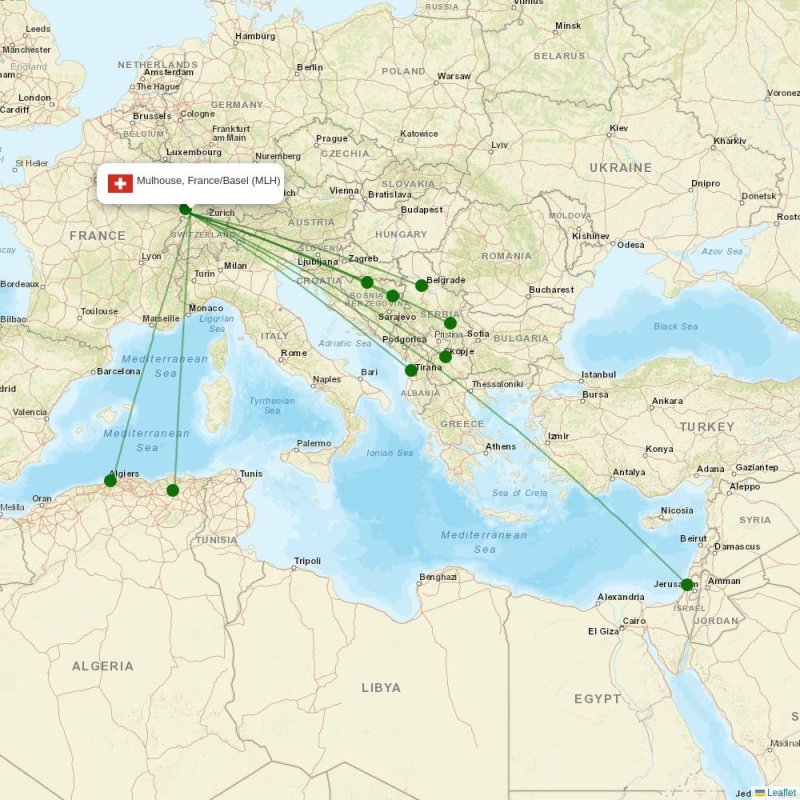 Route map over MLH airport