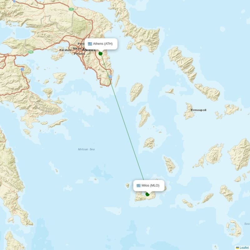 Route map over MLO airport