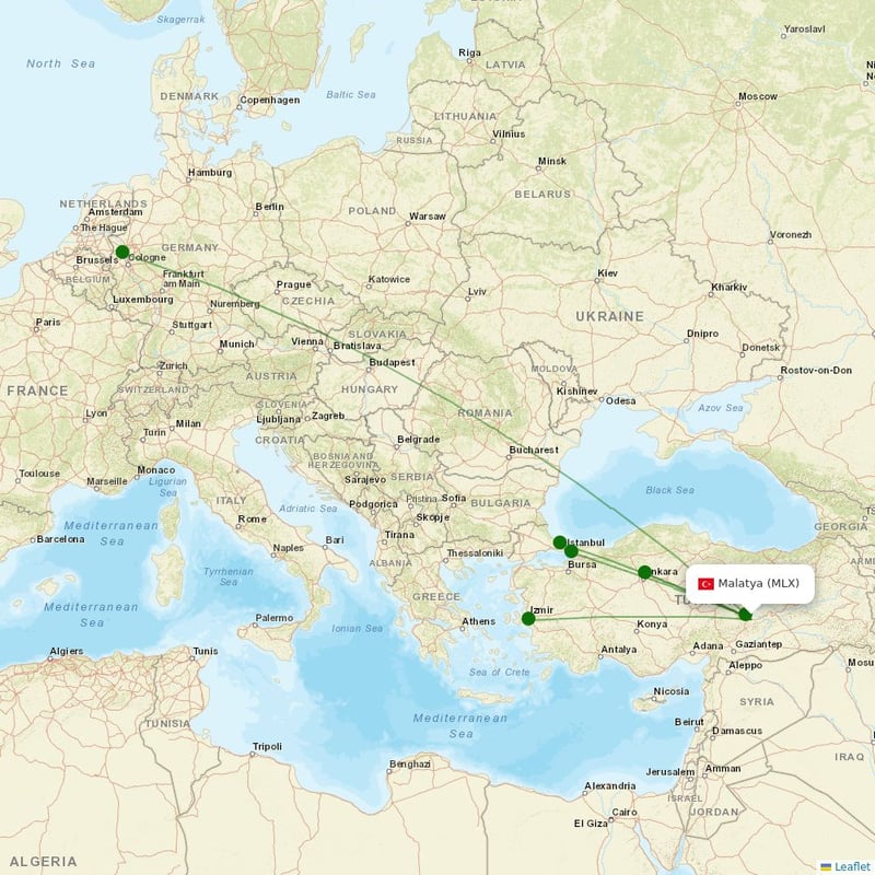Route map over MLX airport