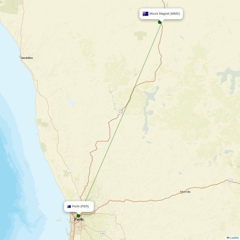 Route map over MMG airport