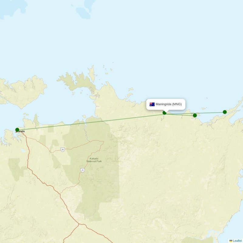 Route map over MNG airport