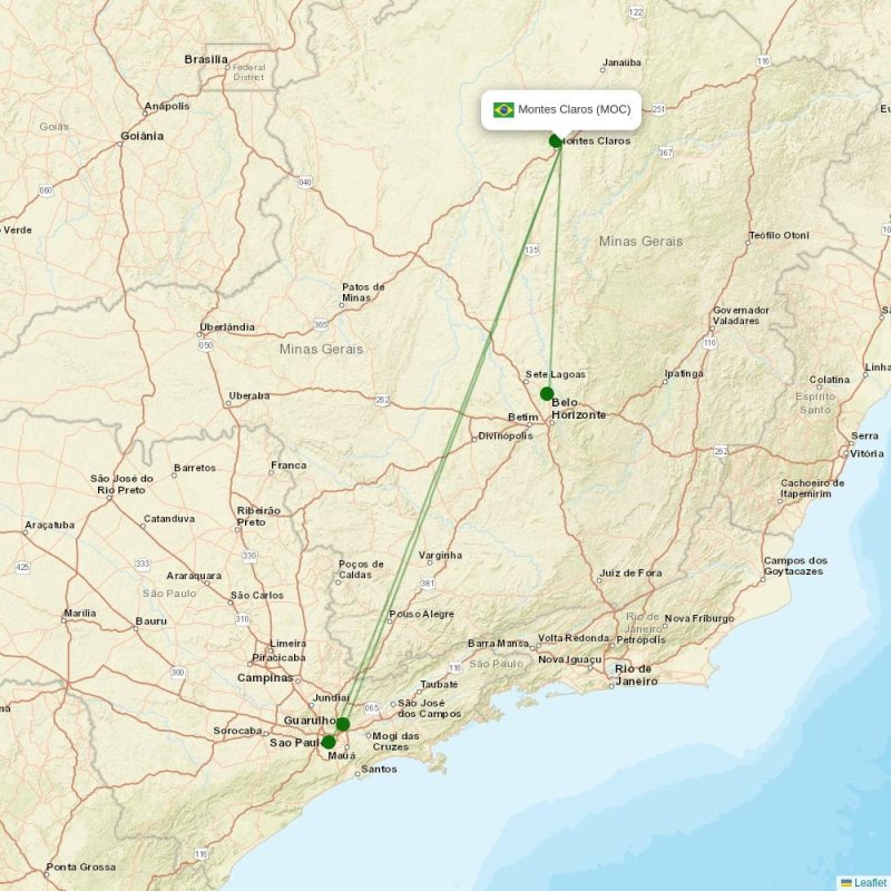 Route map over MOC airport