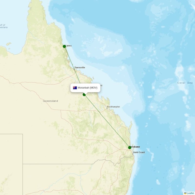 Route map over MOV airport