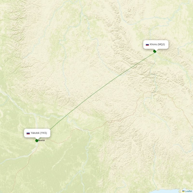 Route map over MQJ airport