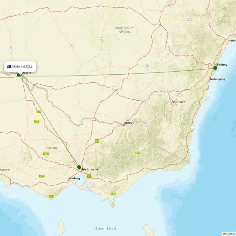 Route map over MQL airport