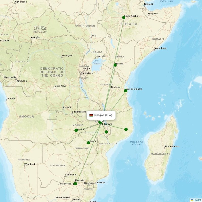 Route map over MQX airport