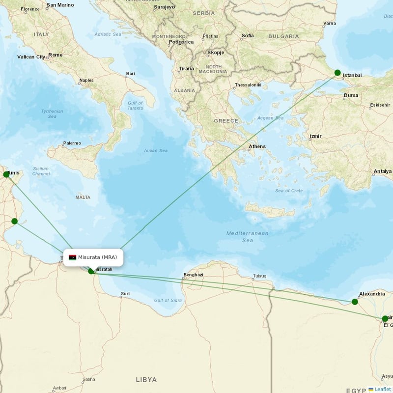 Route map over MRA airport