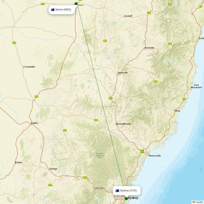 Route map over MRZ airport