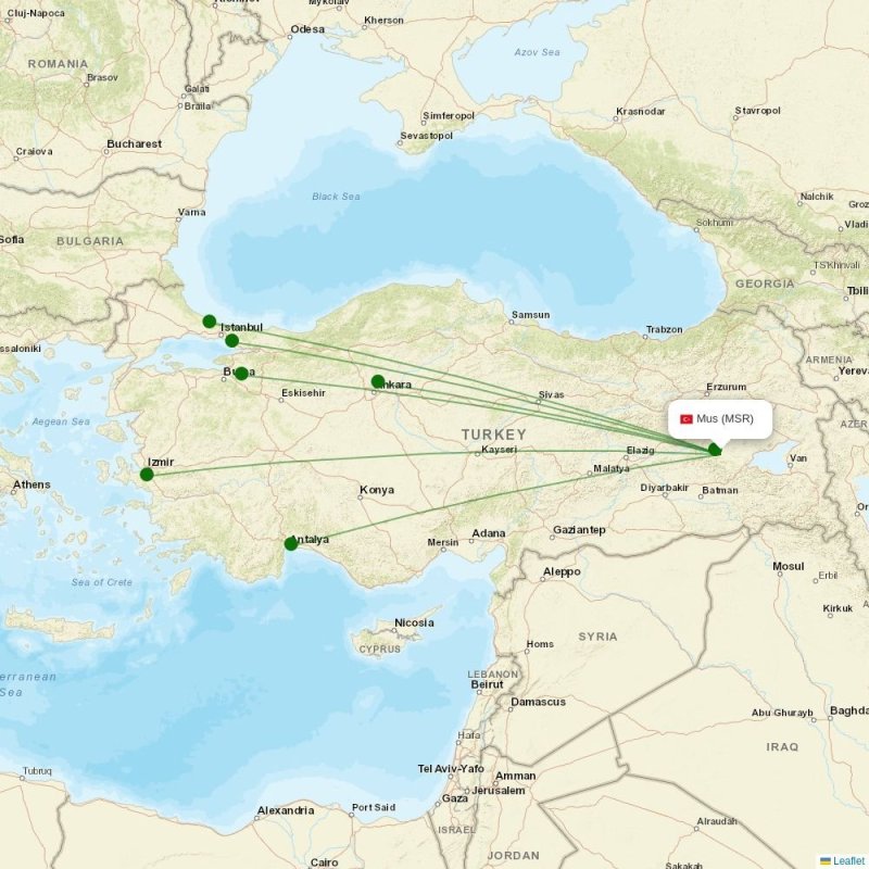 Route map over MSR airport