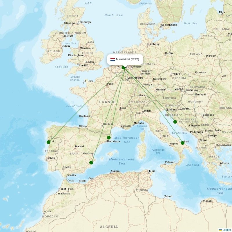 Route map over MST airport