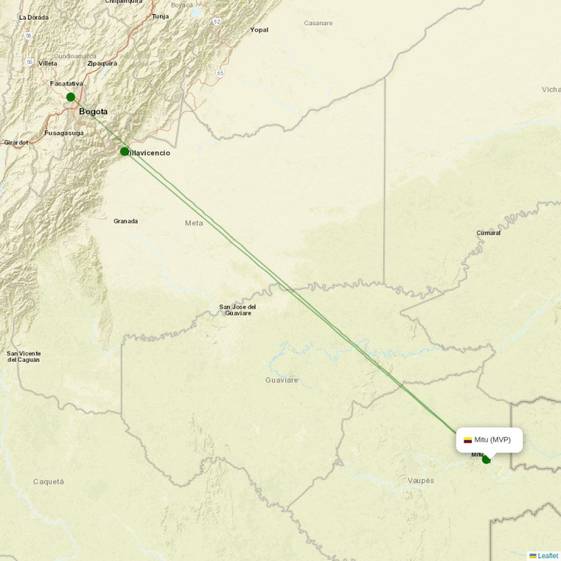 Route map over MVP airport