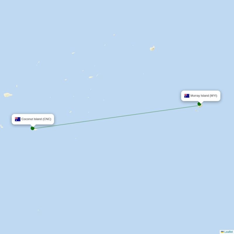 Route map over MYI airport