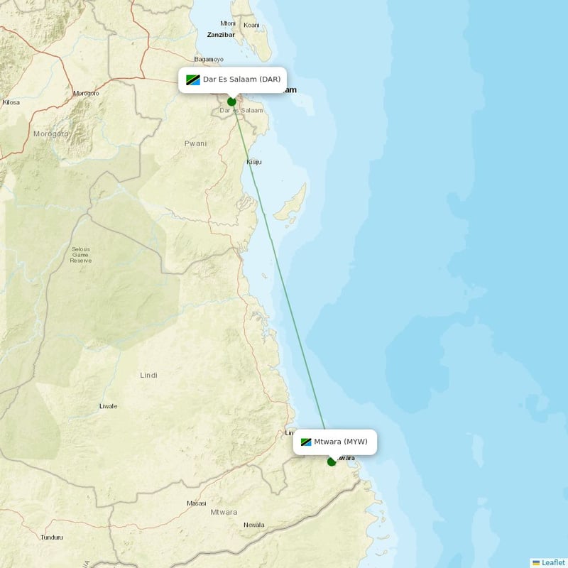 Route map over MYW airport