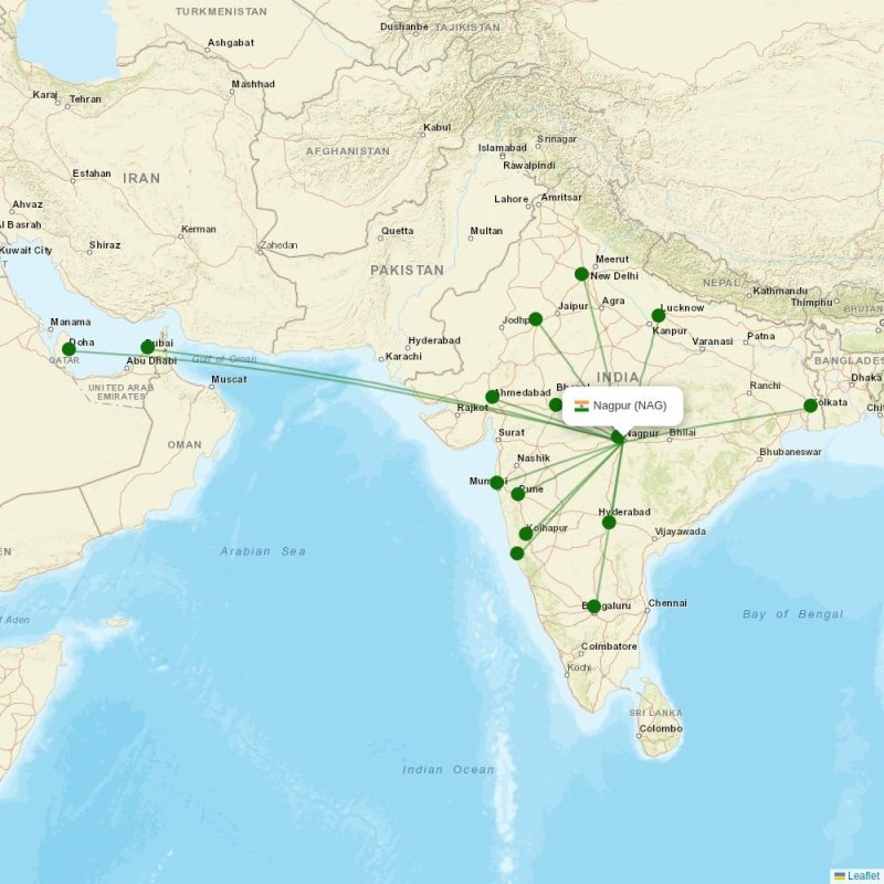 Route map over NAG airport