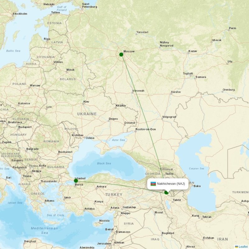 Route map over NAJ airport