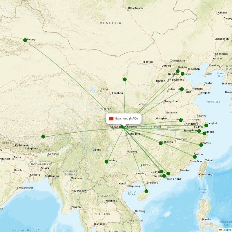 Route map over NAO airport