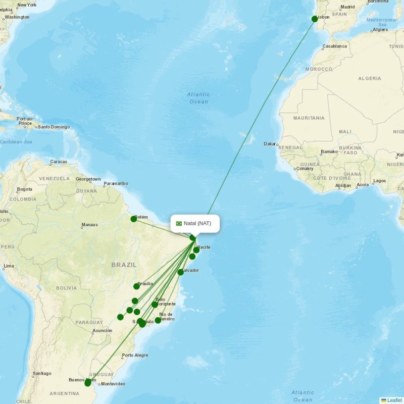 Route map over NAT airport