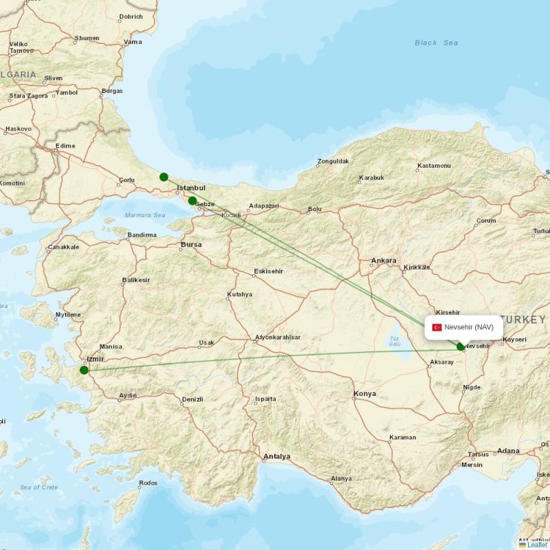 Route map over NAV airport