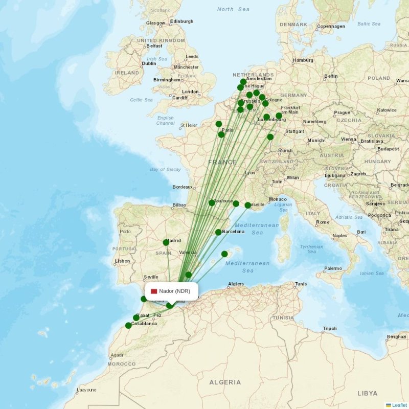 Route map over NDR airport