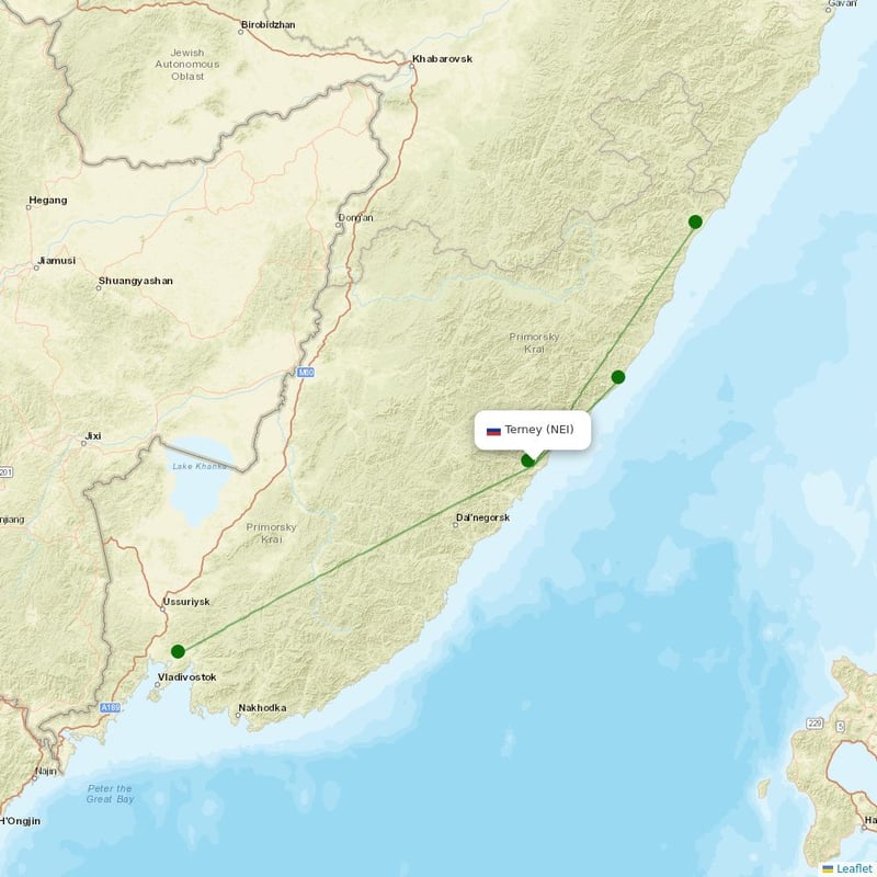 Route map over NEI airport