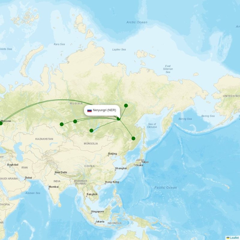 Route map over NER airport