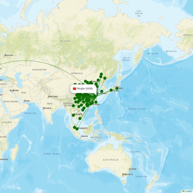 Route map over NGB airport