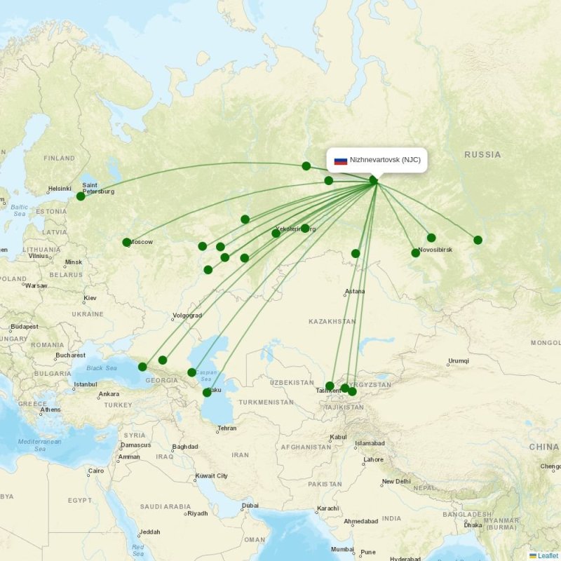 Route map over NJC airport