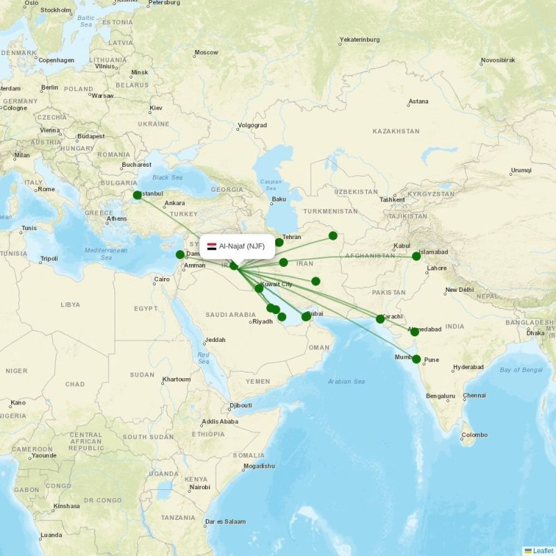 Route map over NJF airport