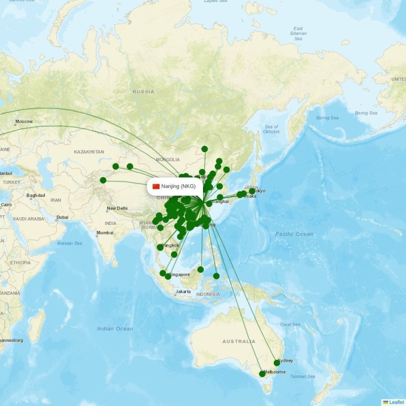 Route map over NKG airport