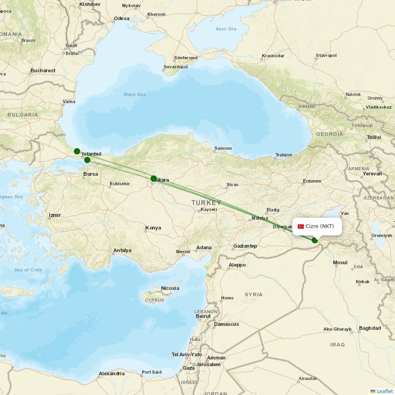 Route map over NKT airport