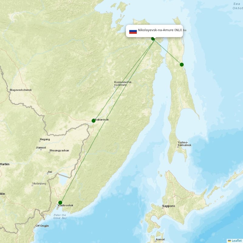 Route map over NLI airport