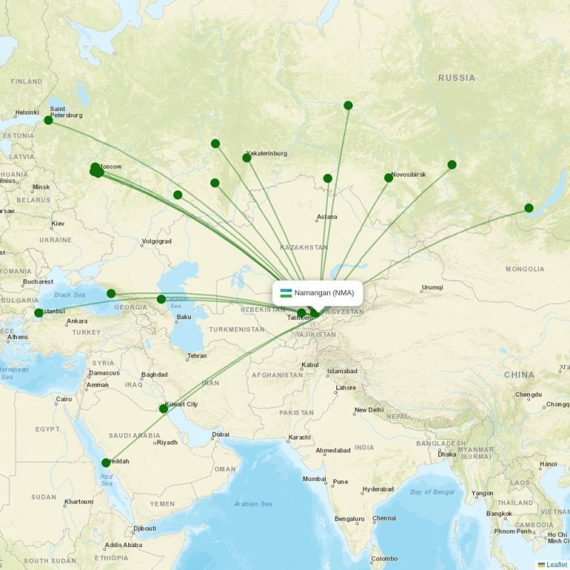Route map over NMA airport