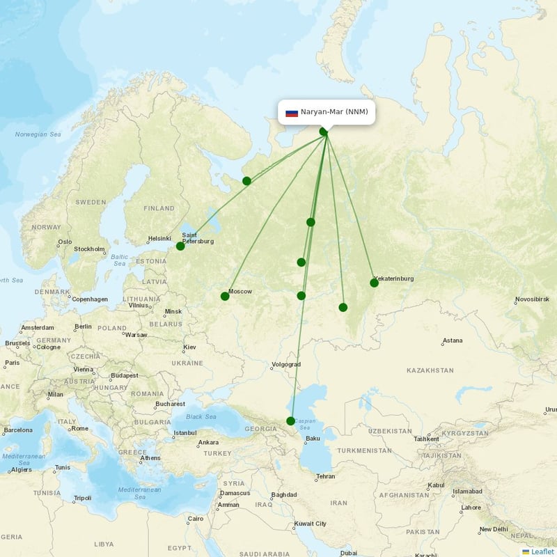 Route map over NNM airport