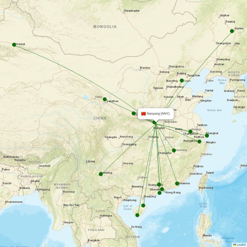 Route map over NNY airport
