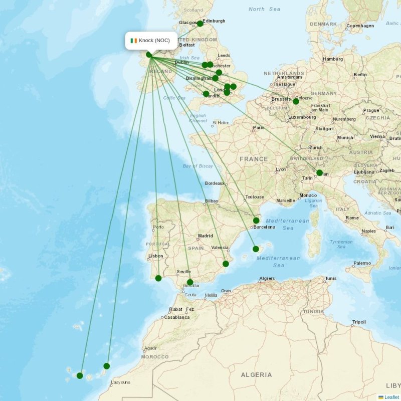 Route map over NOC airport