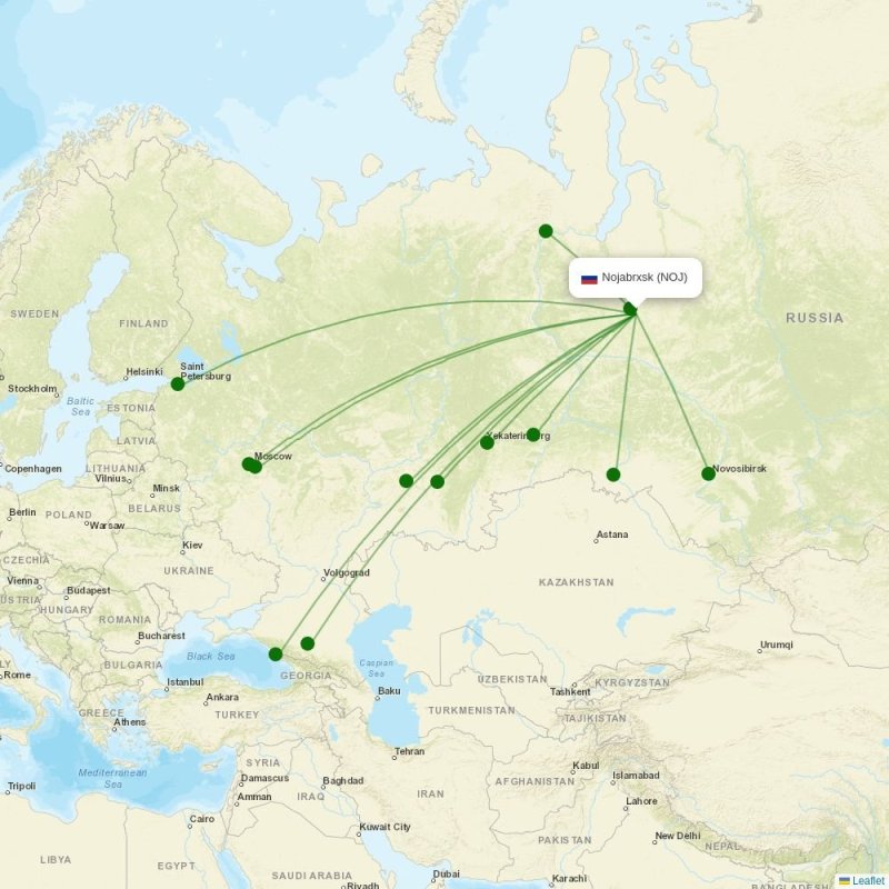 Route map over NOJ airport