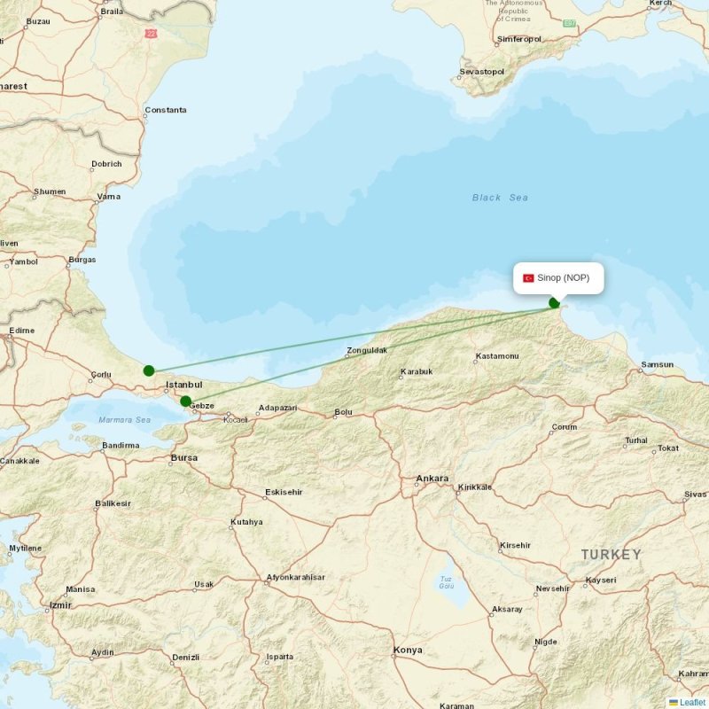 Route map over NOP airport