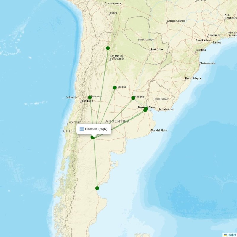Route map over NQN airport