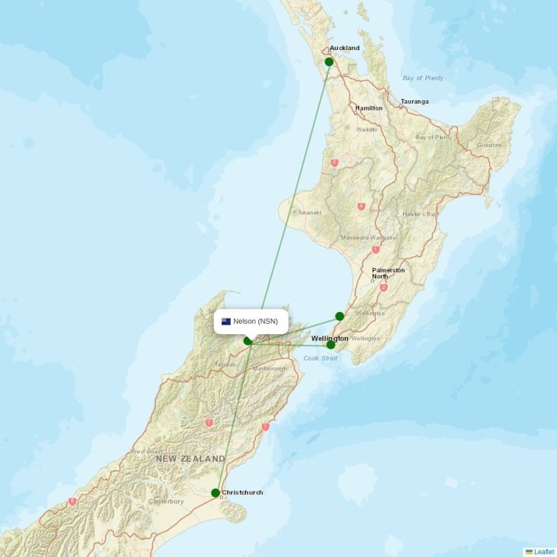 Route map over NSN airport