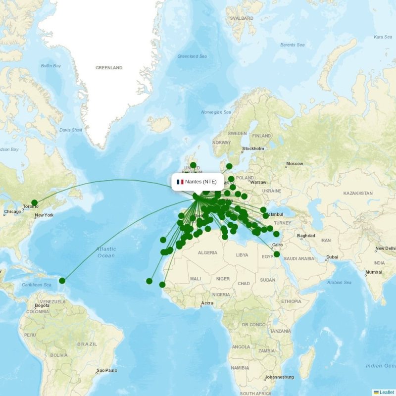 Route map Nantes  NTE airport