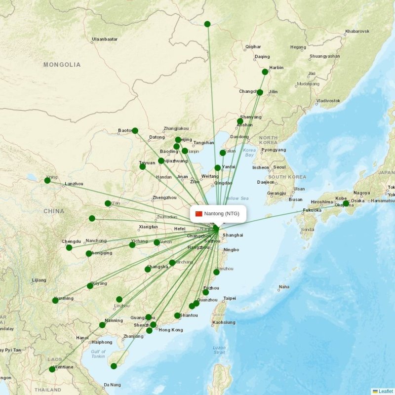 Route map over NTG airport