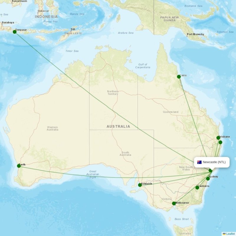 Route map over NTL airport