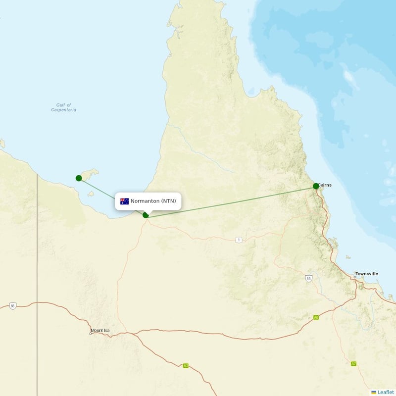 Route map over NTN airport