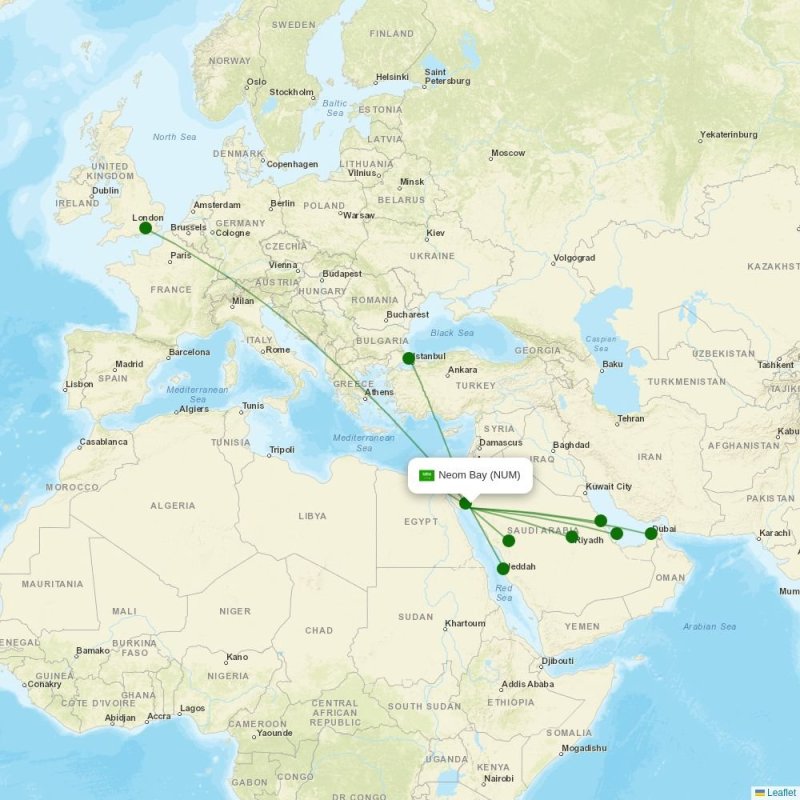 Route map over NUM airport