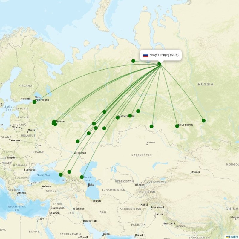 Route map over NUX airport