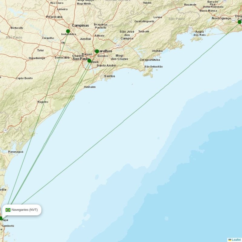 Route map over NVT airport
