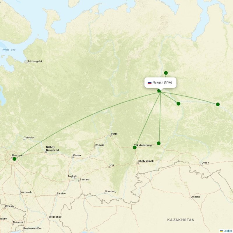 Route map over NYA airport